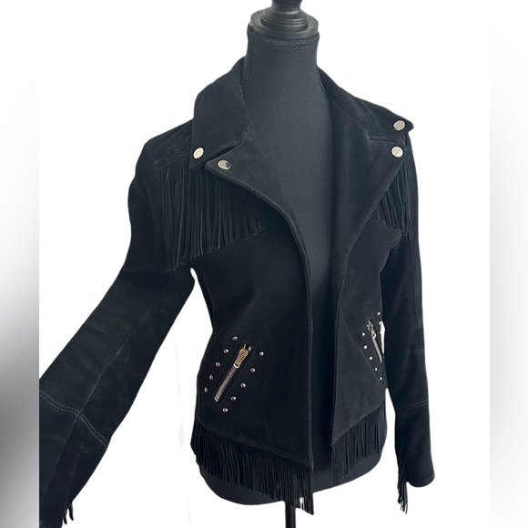 The Kooples Jackets & Blazers - The Kooples suede jacket with fringe and studs.